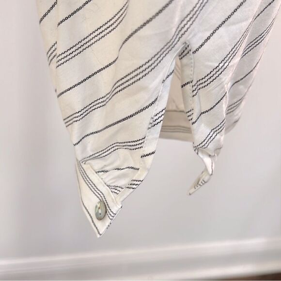 JANE & DELANCEY ANTHROPOLOGIE | V Neck Stripe Balloon Puff Sleeve Top Blouse | M - Picture 4 of 10